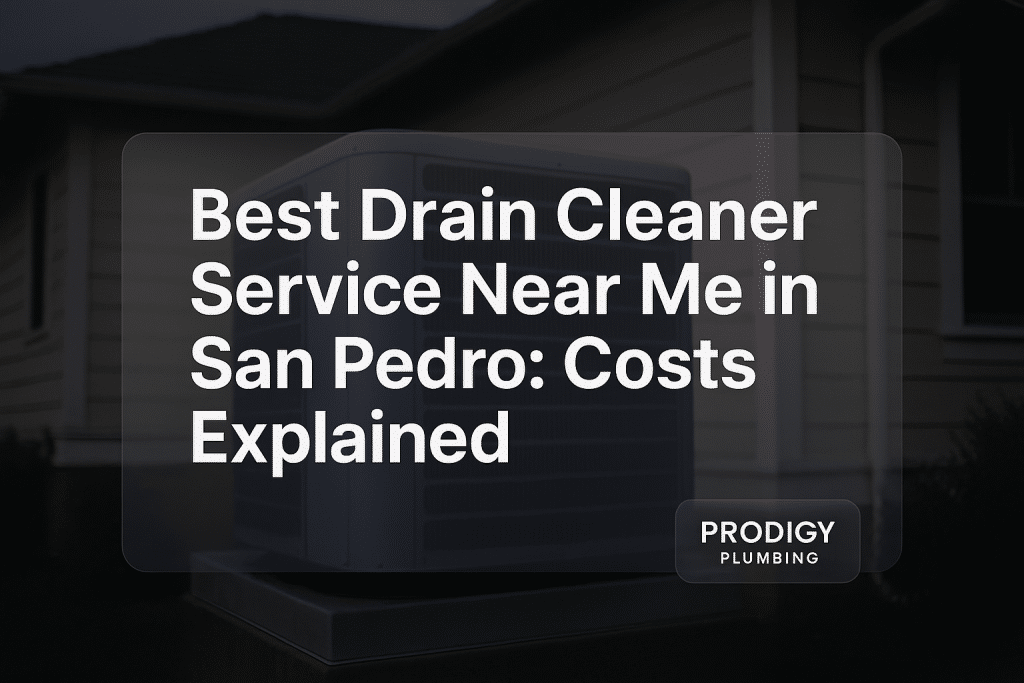 Typography design featuring bold text for drain cleaner service near me. Branding for Prodigy Plumbing.