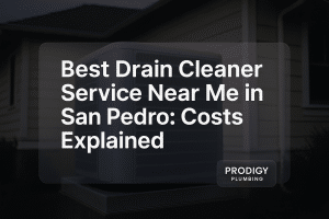 Typography design featuring bold text for drain cleaner service near me. Branding for Prodigy Plumbing.