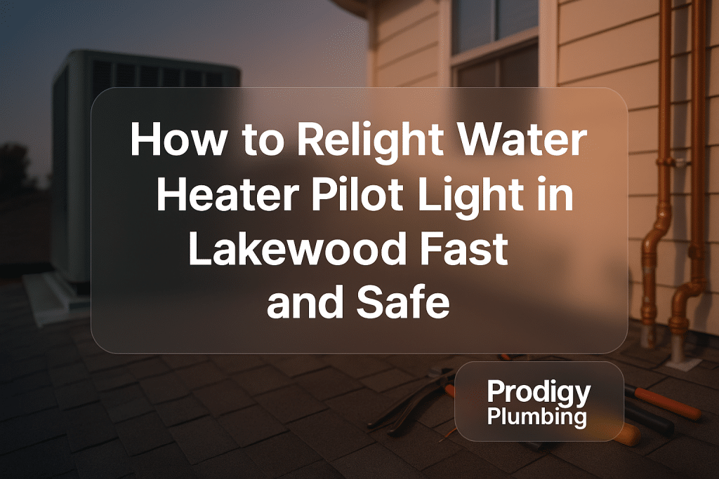 Bold typography design for how to relight water heater pilot light by Prodigy Plumbing.