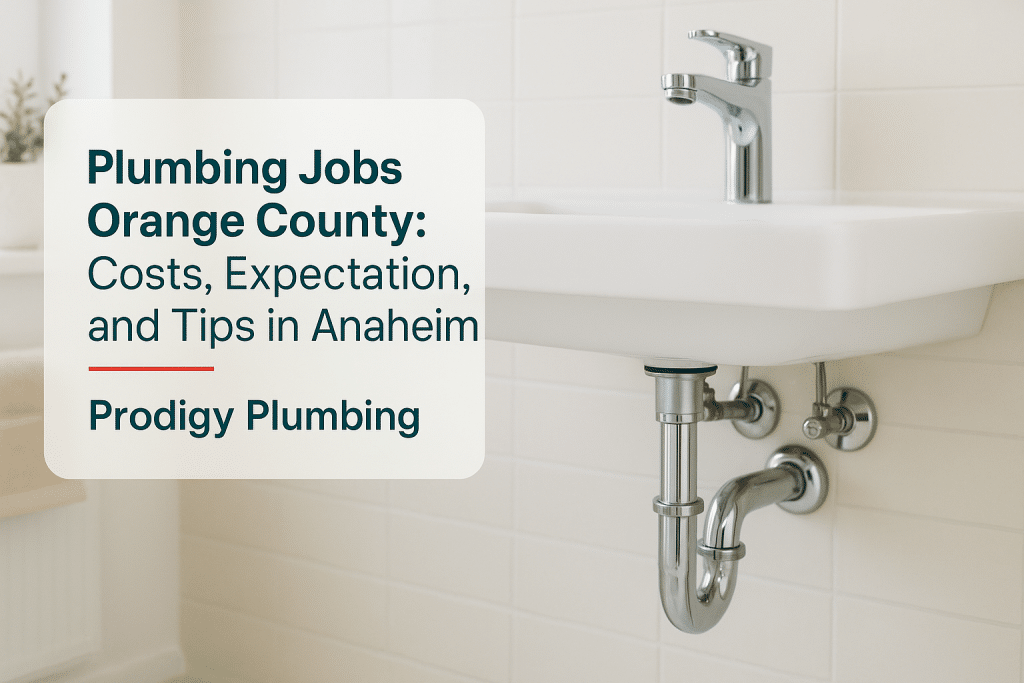 Clean bathroom sink with faucet showcasing plumbing jobs in Orange County, by Prodigy Plumbing.